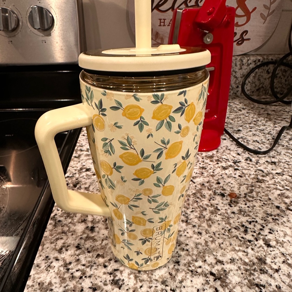 Tumbler with Straw - Lemon Pattern